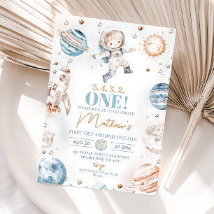 Astronaut Blue First Trip rund um die Sonne Geburt Einladung