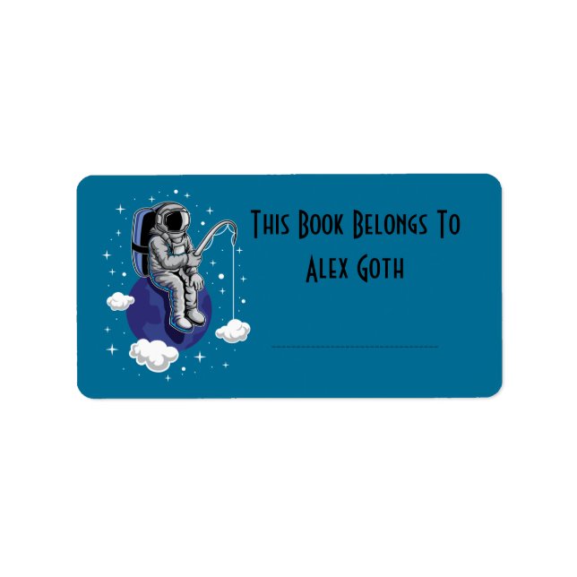 Astronaut Book Label Custom Name Adressaufkleber (Vorne)
