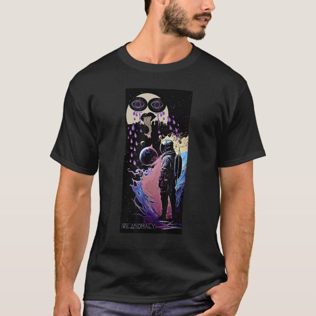 Astronaut Breaking Up With Crying Moon Trippy Grap T-Shirt (Vorderseite)