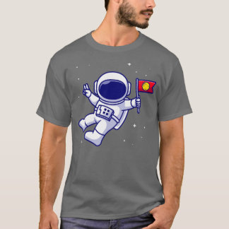 Astronaut bringt Fahne in den Cartoon T-Shirt