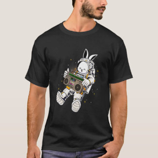 Astronaut Bunny Music Cassette Band Vintag Happy T-Shirt