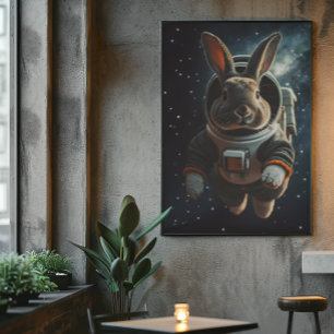 Astronaut Bunny Weltraum-Kinderzimmer Poster 