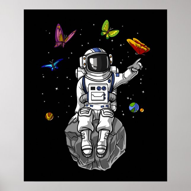 Astronaut Butterfliegen Poster (Vorne)