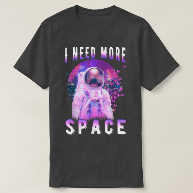Astronaut Butterfly Moon Space Vaporwave T-Shirt (Design vorne)
