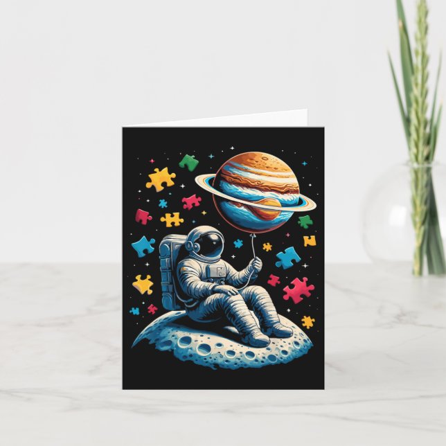 Astronaut Bylloon Autismus Awareness Space Karte (Vorderseite)