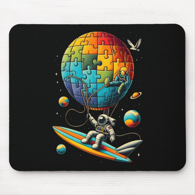 Astronaut Bylloon Autistic Awareness Space Autisti Mousepad (Vorne)
