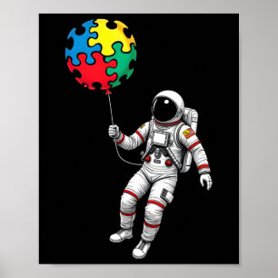 Astronaut Bylloon Autistic Awareness Space Autisti Poster