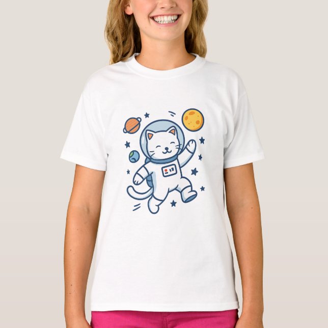 Astronaut Cat Adventure T-Shirt (Vorderseite)