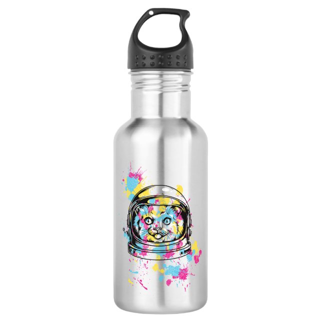 Astronaut Cat Edelstahlflasche (Vorderseite)