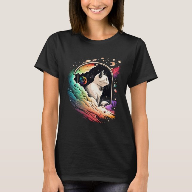 Astronaut Cat or  Space Cat on Galaxy Cat   4 T-Shirt (Vorderseite)