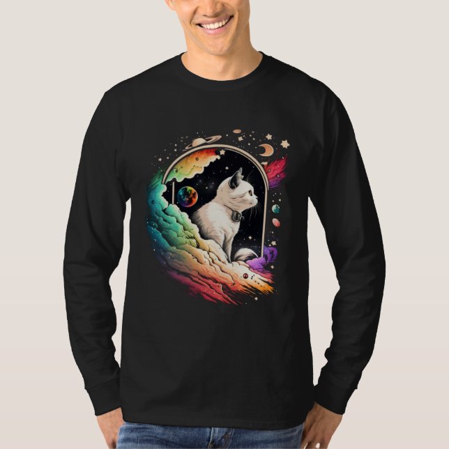 Astronaut Cat or  Space Cat on Galaxy Cat   4 T-Shirt (Vorderseite)