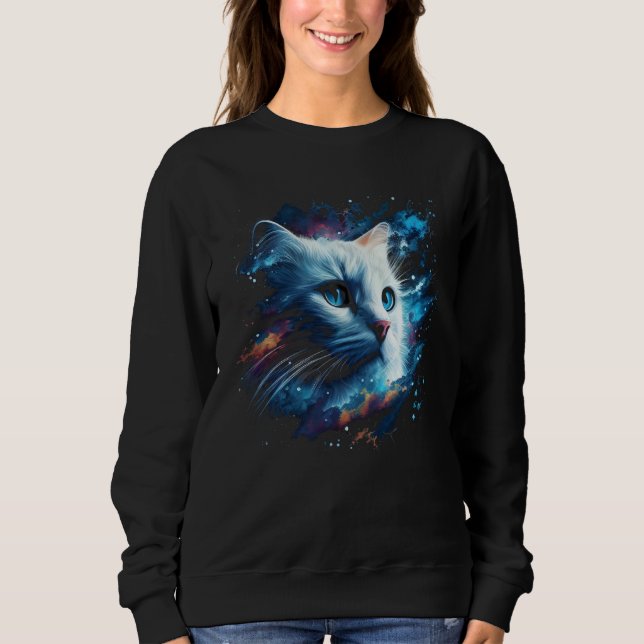 Astronaut Cat or  Space Cat on Galaxy Cat Sweatshirt (Vorderseite)