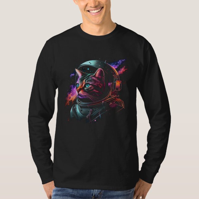 Astronaut Cat or  Space Cat on Galaxy Cat T-Shirt (Vorderseite)