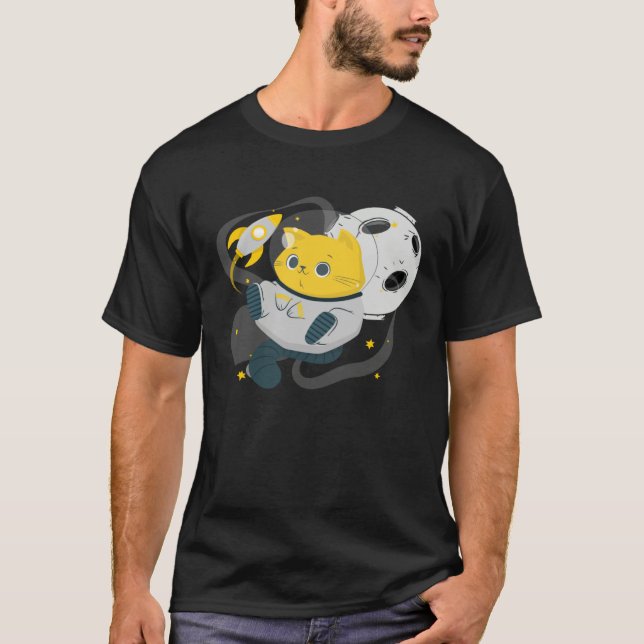 Astronaut Cat Or  Space Cat On Galaxy Kitten T-Shirt (Vorderseite)