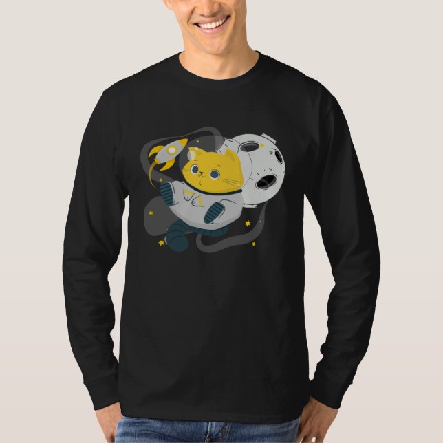 Astronaut Cat Or  Space Cat On Galaxy Kitten T-Shirt (Vorderseite)