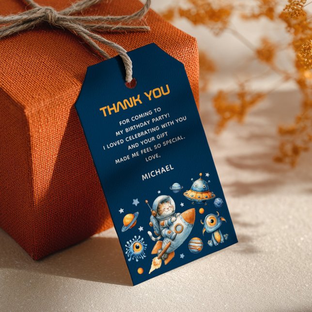 Astronaut Cat Outer Space 1st Birthday Thank You  Geschenkanhänger (Von Creator hochgeladen)