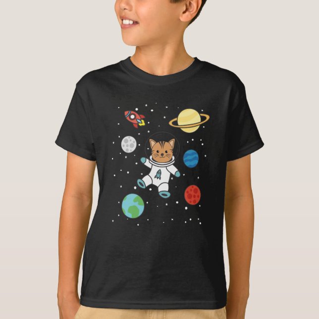 Astronaut Cat Planet Earth Mars Space T-Shirt (Vorderseite)