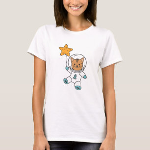 Astronaut Cat Planet Moon Star Space T-Shirt