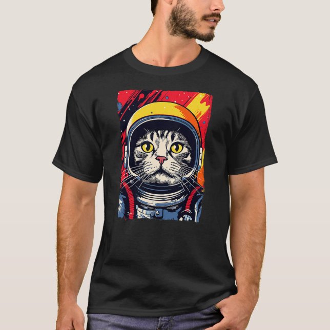 Astronaut Cat Shirt Kids Space Cat Astronaut Cat M (Vorderseite)