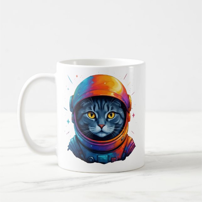 Astronaut Cat Space Funny Cat Lover Kaffeetasse (Links)