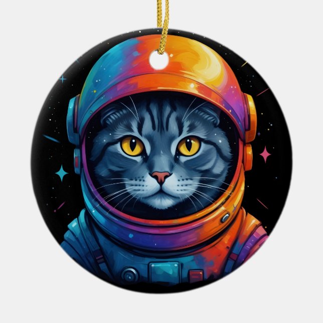 Astronaut Cat Space Funny Cat Lover Keramik Ornament (Vorne)