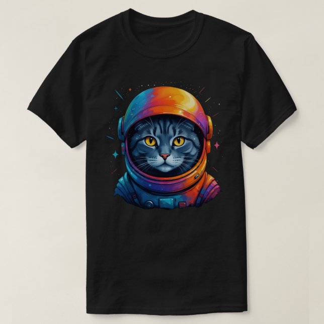 Astronaut Cat Space Funny Cat Lover T-Shirt (Design vorne)