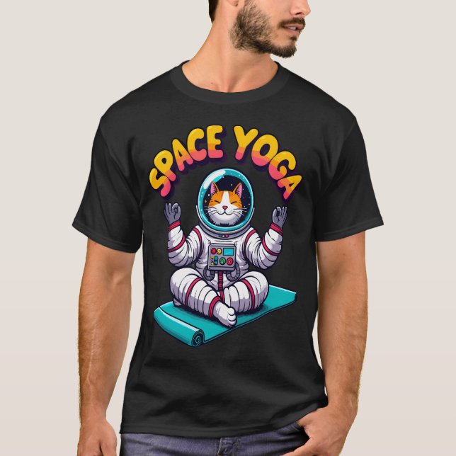 Astronaut Cat Space Yoga T-Shirt (Vorderseite)