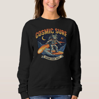 Astronaut Cat Surfing Comic Waves  Sweatshirt