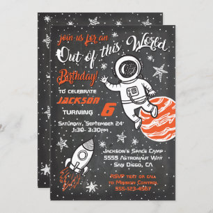 Astronaut-Chalkboard Space Geburtstagsparty lädt e Einladung