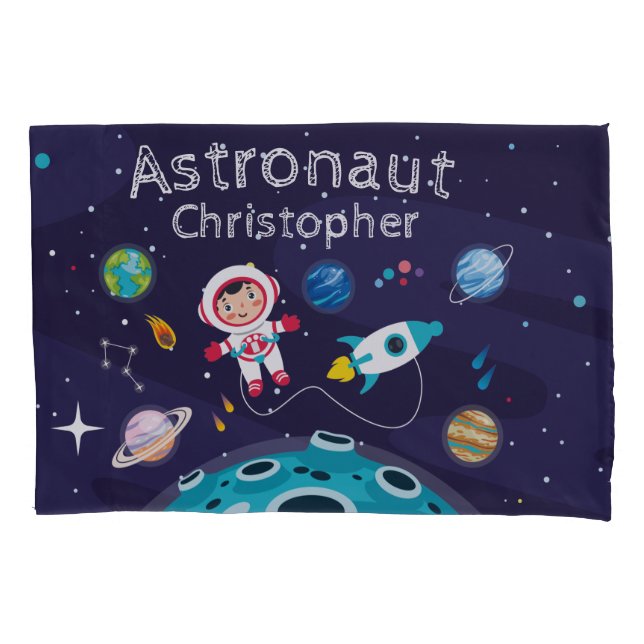 Astronaut child on the moon monogrammed name Thro Kissenbezug (Vorderseite)