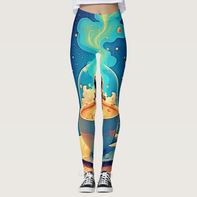 Astronaut Coffee Space Art Leggings (Vorderseite)