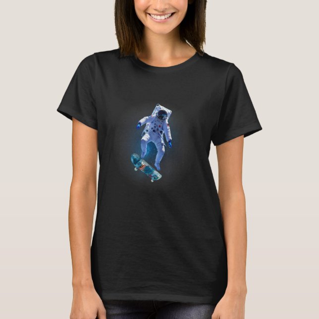Astronaut Cosmic Kickflip Skateboard T-Shirt (Vorderseite)
