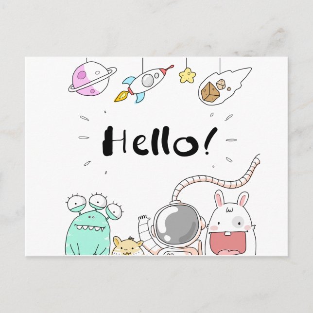 Astronaut Cosmonaut rocket/raket Postcard Postkarte (Vorderseite)