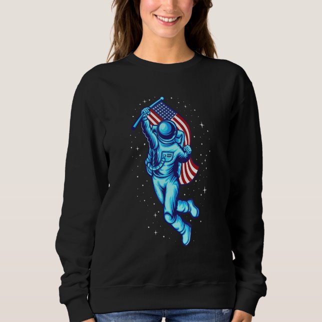 Astronaut Cosmonaut Space USA Flag Rocket Shi Sweatshirt (Vorderseite)