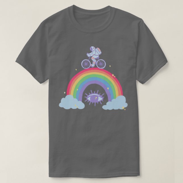 Astronaut Cycling Boho Rainbow Premium T - Shirt (Design vorne)