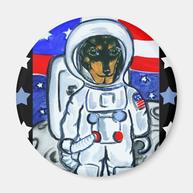 Astronaut-Dackel Magnet (Vorne)