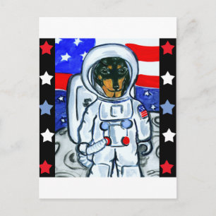 Astronaut Dackel Postkarte
