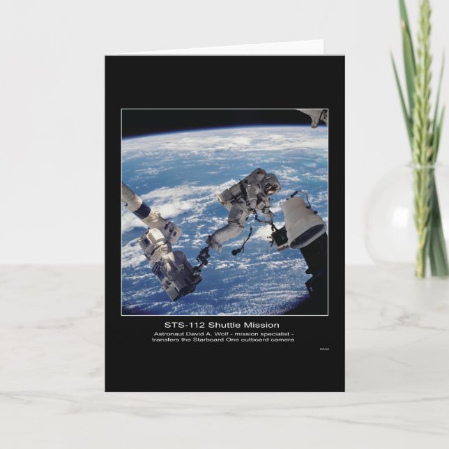 Astronaut David A. Wolf überträgt das Steuerbordo Karte (Vorderseite)