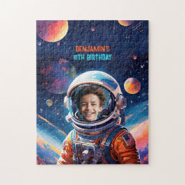 Astronaut Deep Space Sky Planets Photo Birthday Puzzle