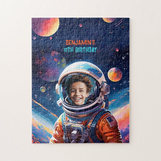 Astronaut Deep Space Sky Planets Photo Birthday Puzzle (Vertikal)