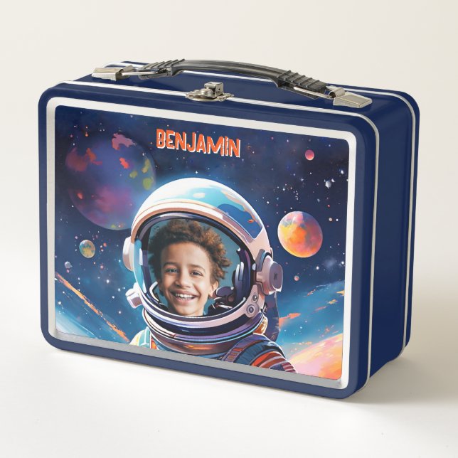 Astronaut Deep Space Sky Planets Photo Kids Gift  Metall Brotdose (Vorderseite)
