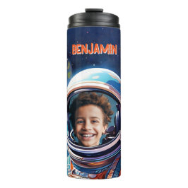Astronaut Deep Space Sky Planets Photo Kids Gift Thermosbecher