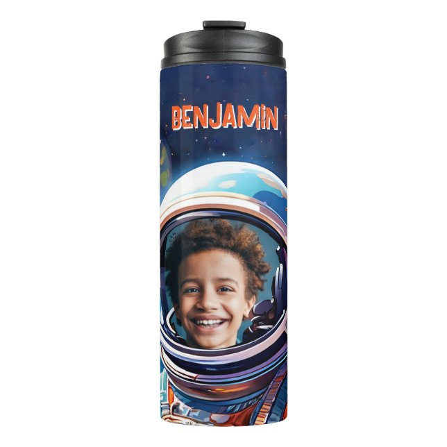 Astronaut Deep Space Sky Planets Photo Kids Gift  Thermosbecher (Vorderseite)