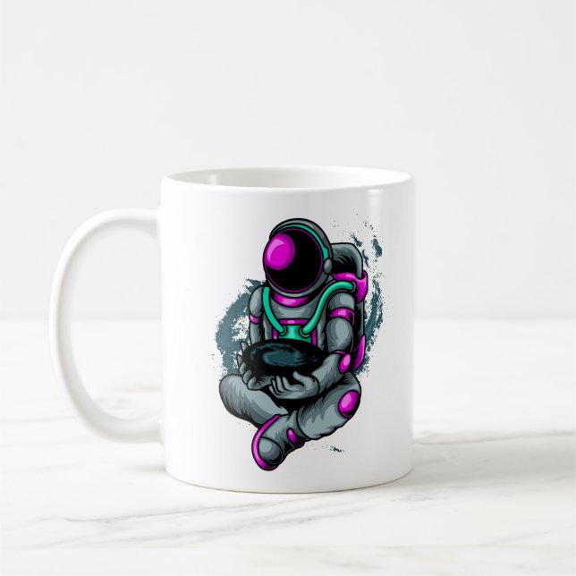 Astronaut, der das Schwarze Loch hält Kaffeetasse (Links)