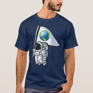 Astronaut, der eine Flagge des Planeten Erde beför T-Shirt