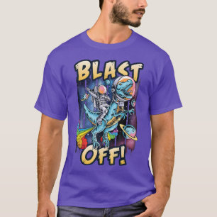 Astronaut, der einen Dinosaurier zum Farmen eines T-Shirt