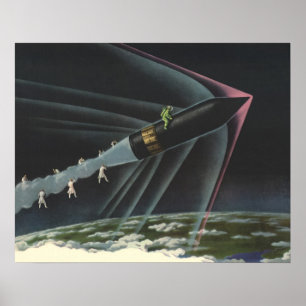 Astronaut der Vintagen Science Fiction auf einer R Poster