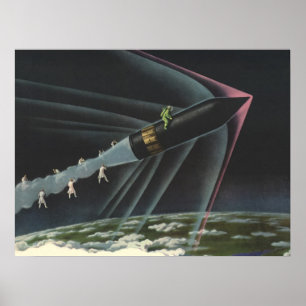 Astronaut der Vintagen Science Fiction auf einer R Poster
