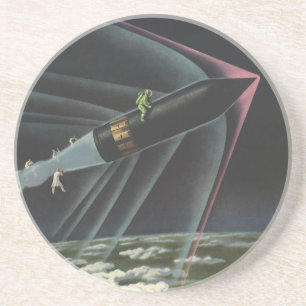 Astronaut der Vintagen Science Fiction auf einer R Untersetzer