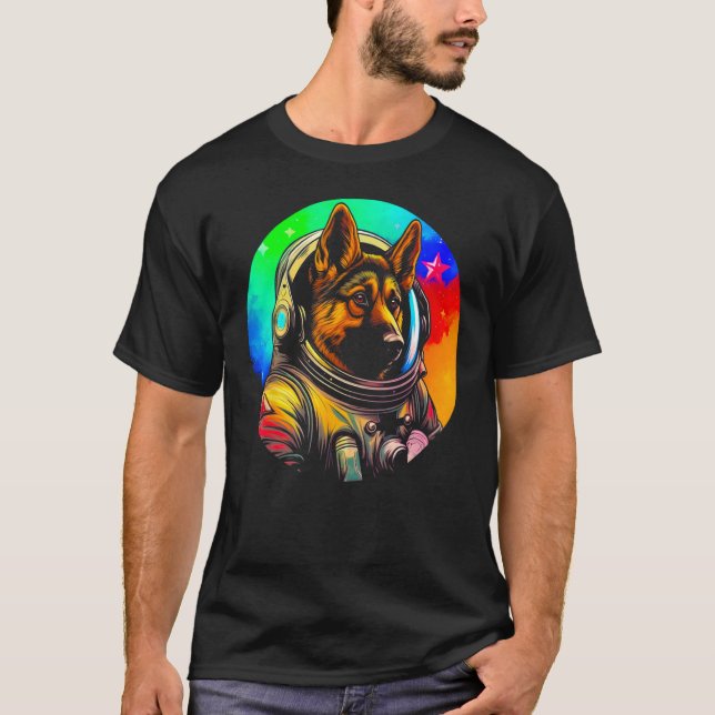 Astronaut Deutscher Schäferhund T-Shirt (Vorderseite)